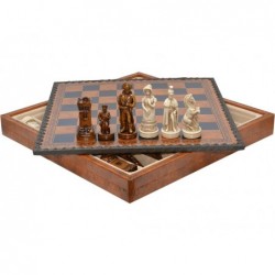 Juego Ajedrez Medieval + Backgammon Piel 28 cm