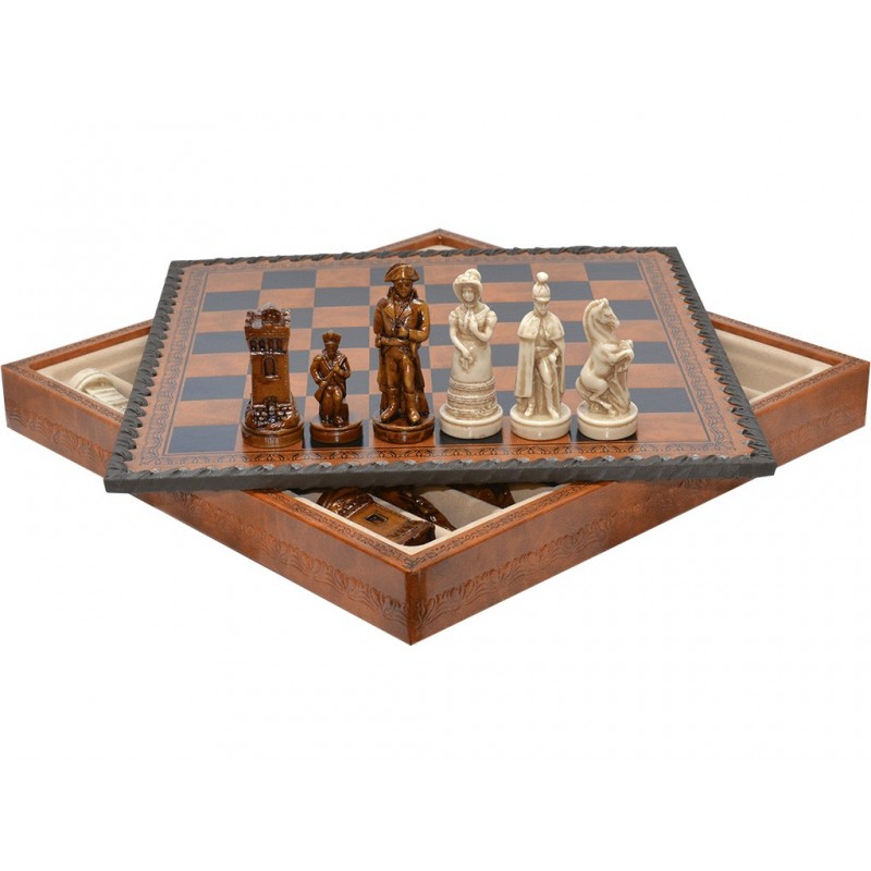 Juego Ajedrez Medieval + Backgammon Piel 28 cm