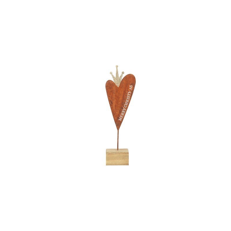 Figura Decorativa corazon Base Madera 29 cm