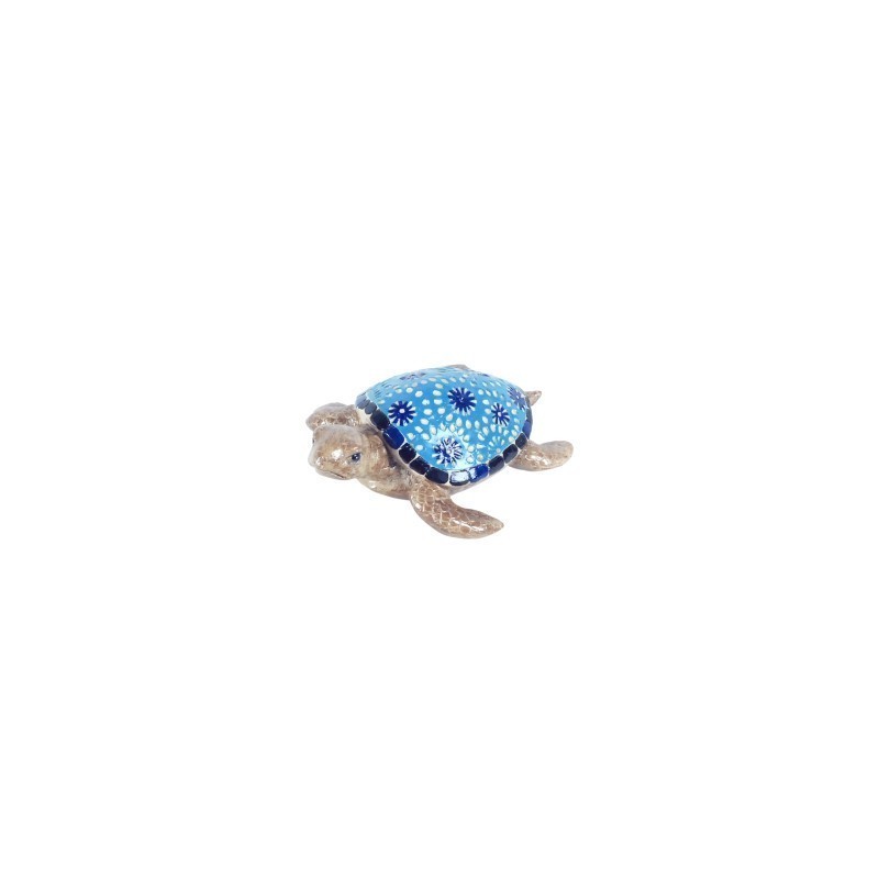 Figura Decorativa Tortuga Azul Resina 13 cm
