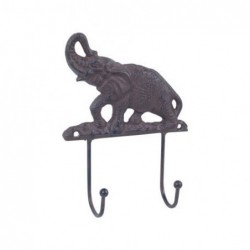 Percha Pared 2 Pomos Elefante Hierro Forjado 19 cm