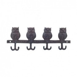 Percha Pared 4 Pomos Buho Hierro Forjado 28 cm