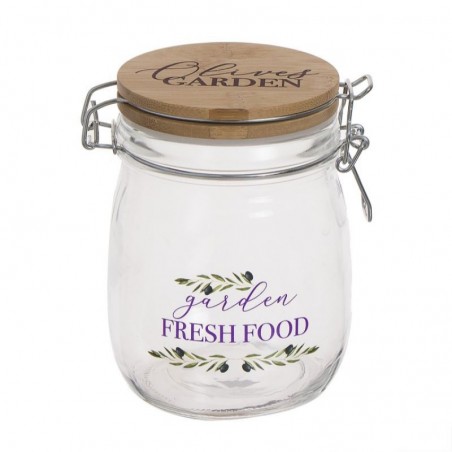 Bote de Cocina Cristal Tapa Madera 13 cm