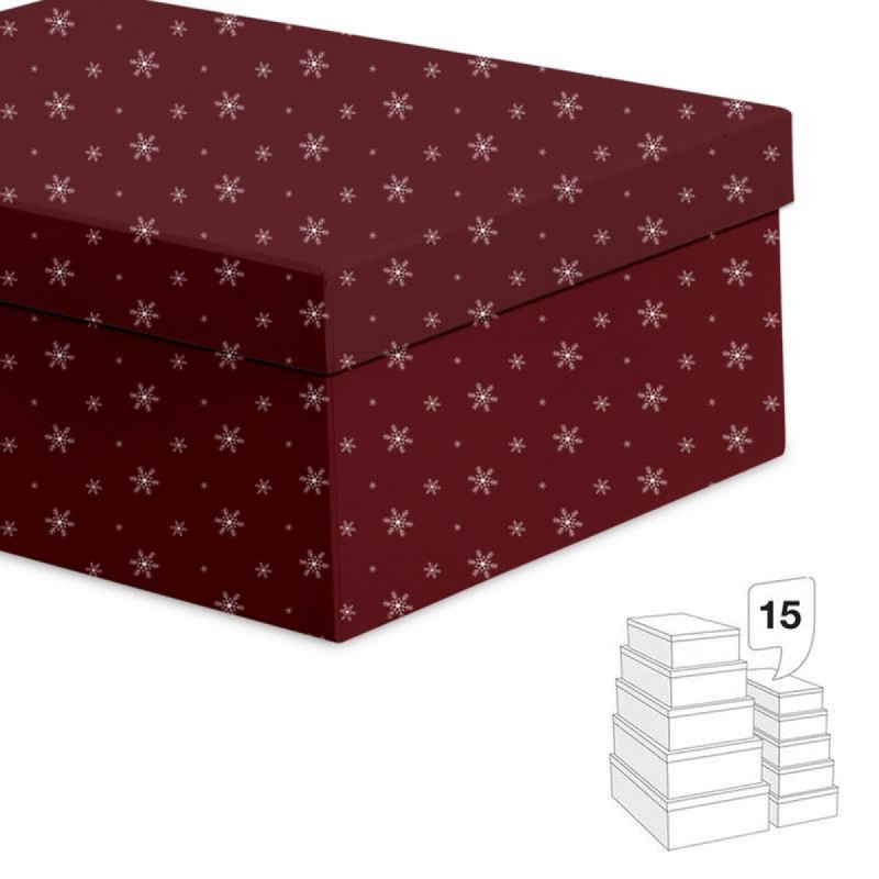 Caja Almacenaje Carton Set 15 Unidades Navidad Rojo 55 cm