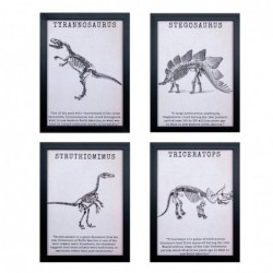 Cuadro Decorativo x4 Dinos 30x40 cm