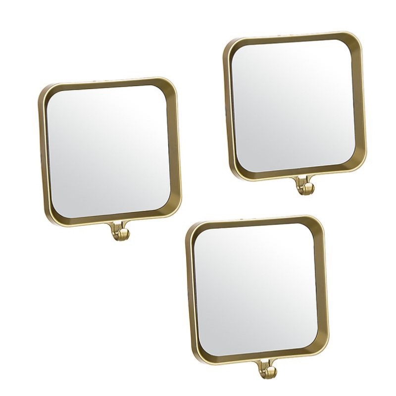 Espejo de Pared Juego 3 Unidades Rectangular Plastico Dorado 22 cm