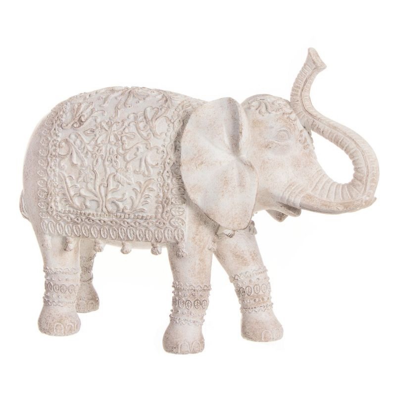 Figura Decorativa Elefante India Resina Blanco 40 cm
