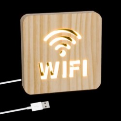 Lampara Led Cable USB Madera Wifi 19 cm