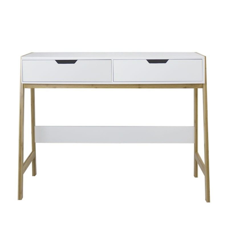 Mesa Consola Madera Blanca 2 Cajones 90 cm