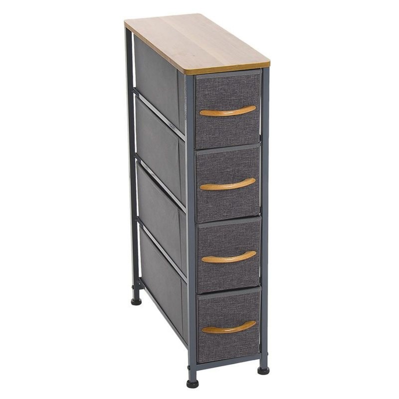 Mueble Cajonero 4 Cajones Gris Metal y Madera 76 cm