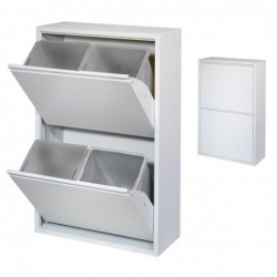 Papelera de Reciclaje Metalica Blanca 98 cm 4 Cajones Cubo de Basura  Contenedor de Cocina para