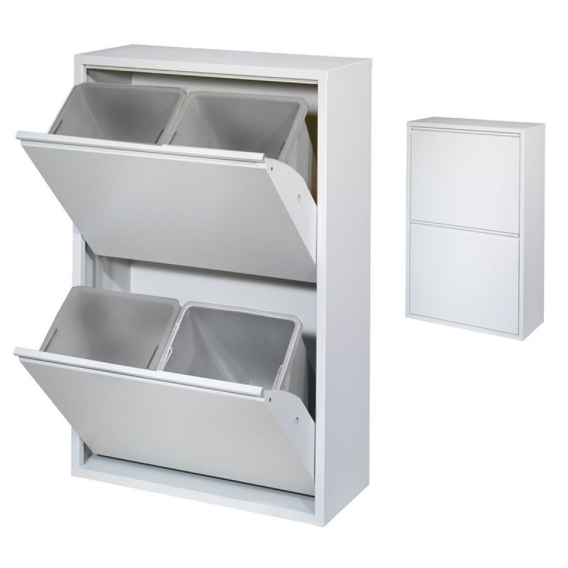 BRICOKING - ARMARIO RECICLAJE METALICO 4 CAJONES 60X25X92CM GRIS - CUBOS DE  BASURA PARA ARMARIO - CUBOS DE BASURA - COCINA