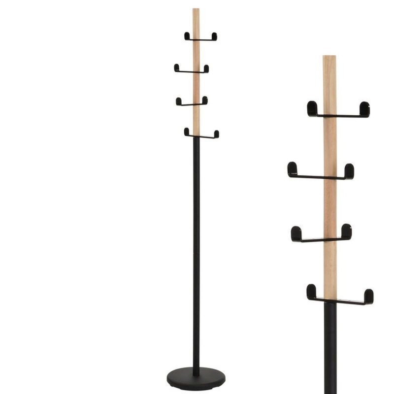 Perchero Metal y Madera Negro 174 cm