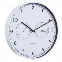 Reloj de Pared Redondo Blanco Termometro y Higrometro 43 cm