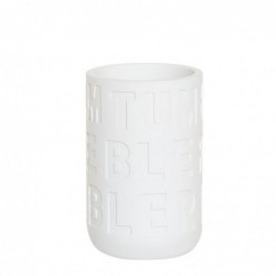 Vaso Porta Utensilios de Baño Letras Blanco Resina 9 cm