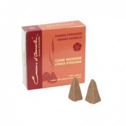Caja con Mini Conos de Incienso Naranja y  Canela 7 cm