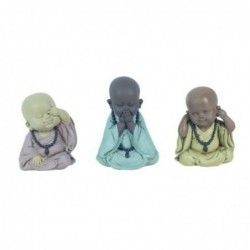 Figura Decorativa x3 Monjes Resina 11 cm