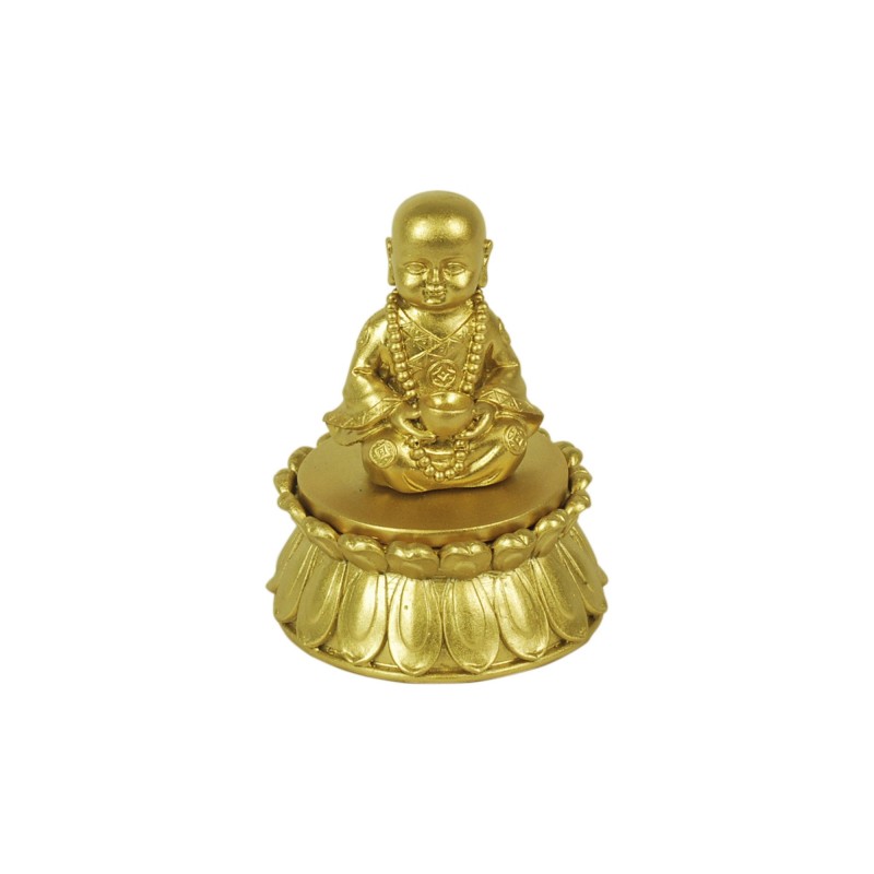 Figura Decorativa Caja Monje Budista Resina 10 cm