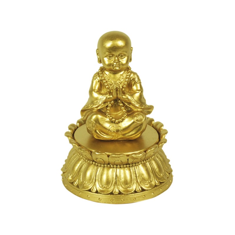 Figura Decorativa Caja Monje Budista Resina 15 cm