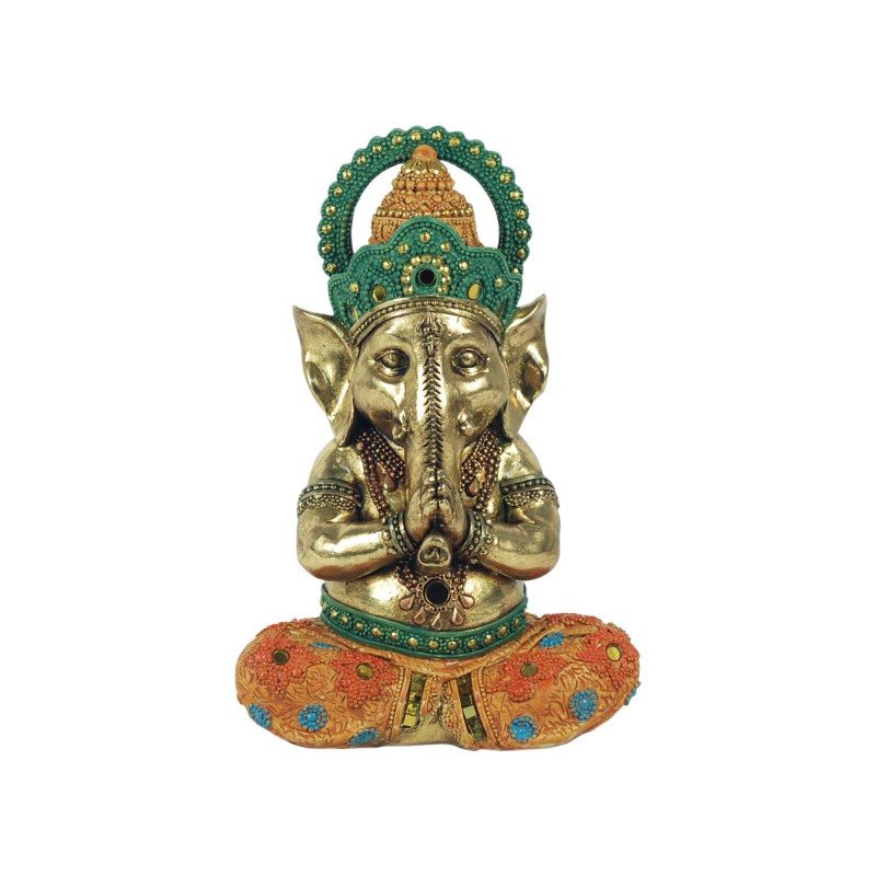 Figura Decorativa Ganesha Yoga Resina 22 cm