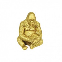 Figura Decorativa Orangutan Resina Dorado 15 cm
