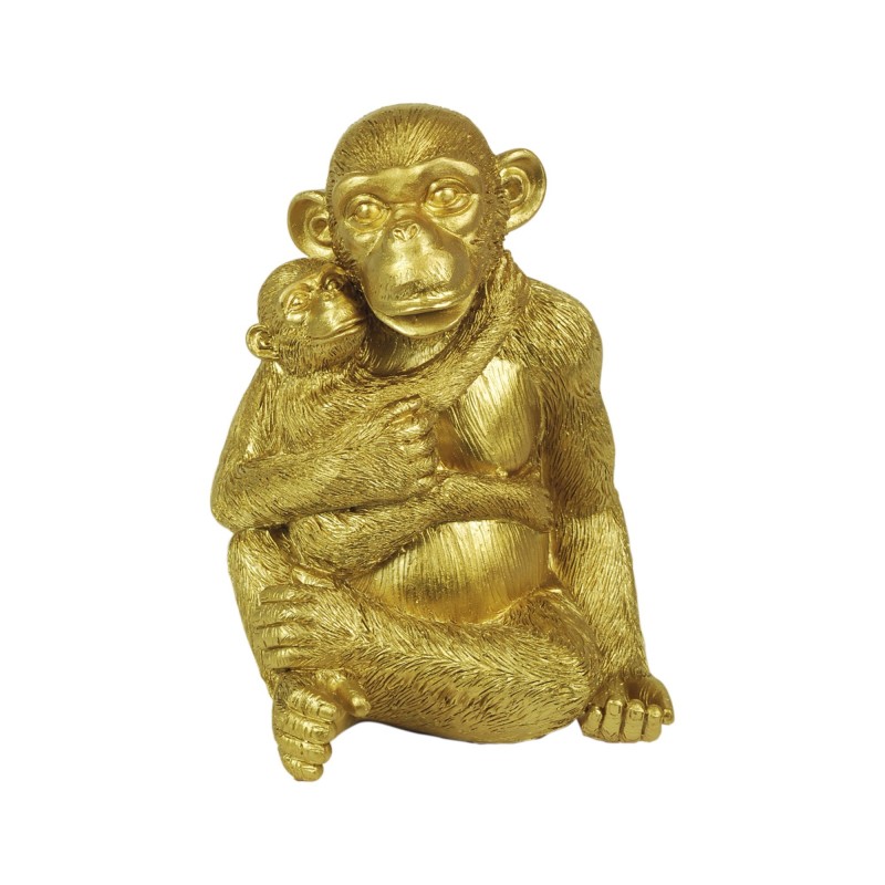 Figura Decorativa Orangutan Resina Dorado 20 cm