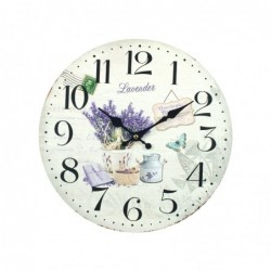 Reloj de Pared Madera Lavanda Retro 34 cm
