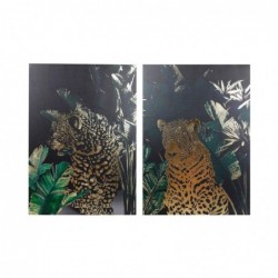 Cuadro Lienzo x2 Leopardo 50x70 cm