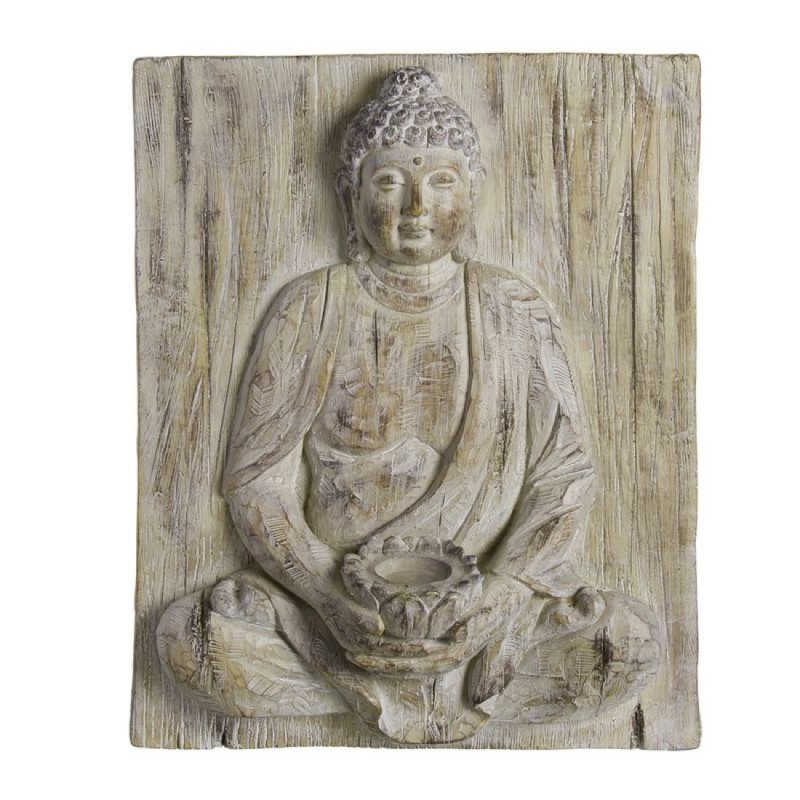 Cuadro Madera Buda Relieve Portavela 45x57 cm