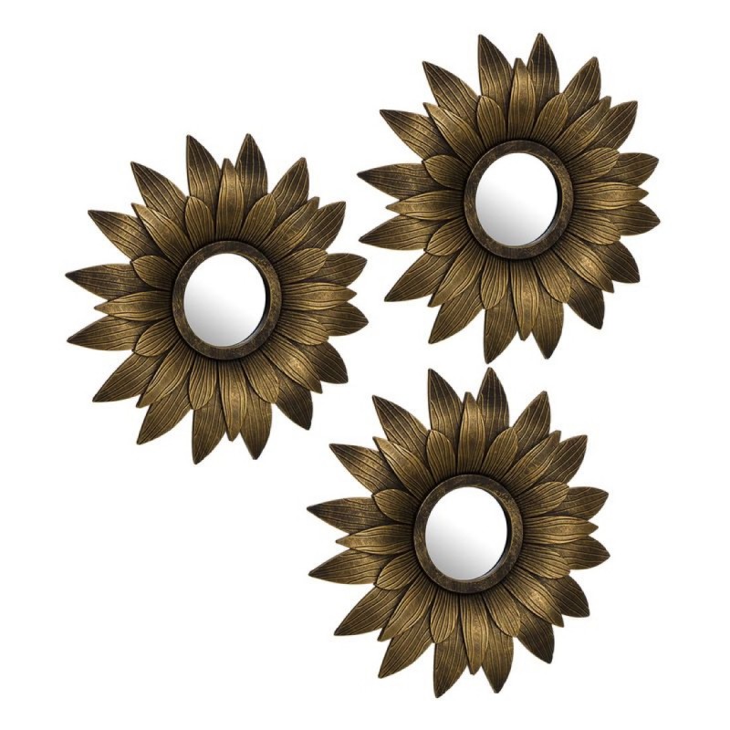 Espejo de Pared set 3 unidades Redondo Bronce 25 cm