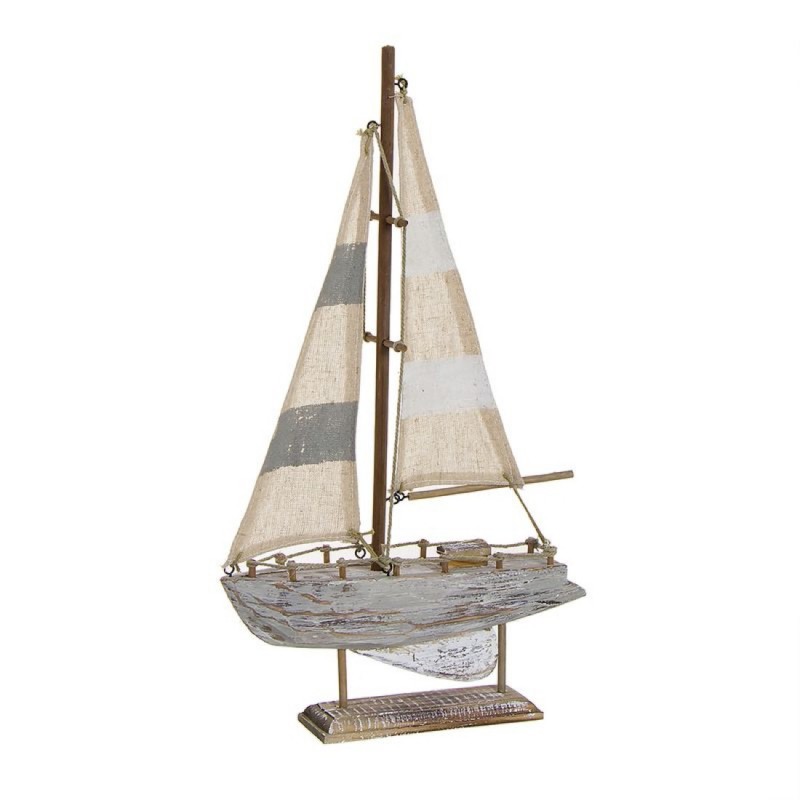 Figura Decorativa Barco Vela Madera 40 cm
