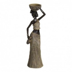 Figura Decorativa Mujer Africana Portavela 40 cm