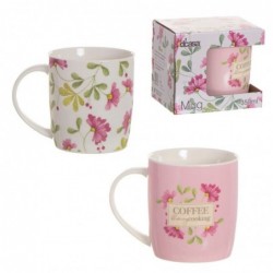 Taza Mug 350 ml Ceramica x2 Colores Floral Market