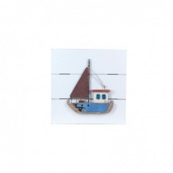 Adorno Pared Decorativo Barco Azul 20 cm