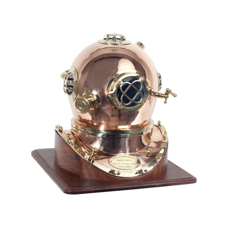 Figura Decorativa Bronce Casco Buceo Retro Luxury 49 cm