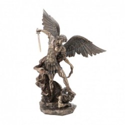 Figura Decorativa Clasica San Miguel sobre Demonio Resina 52 cm