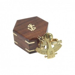 Sextante Retro Metalico con Caja Madera 7 cm