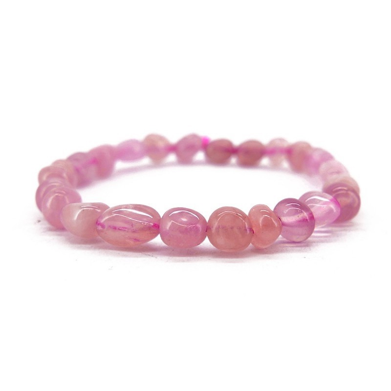 Pulsera Rodado Pequeño de Cuarzo Rosa