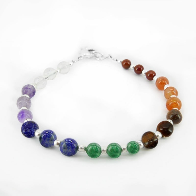 Pulsera de Chakras con Baño de Plata