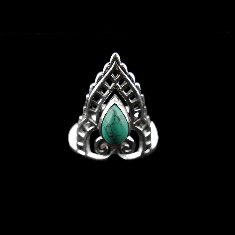 Anillo en Baño de Plata con Mineral -A74-