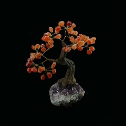 Arbol de Cornalina Pequeño con Base de Drusa Amatista