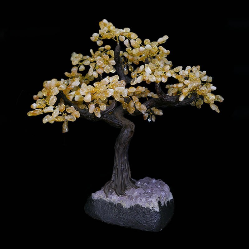 Bonsai de Citrino con Base de Drusa Amatista (AR7)