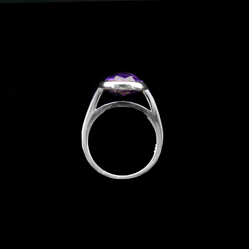 Anillo de Cuarzo Rosa en Plata de Ley 925 - Coleccion Geo