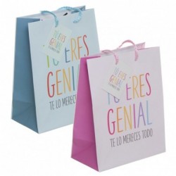 Bolsa Regalo Papel XL Tu Eres Genial x2 Colores