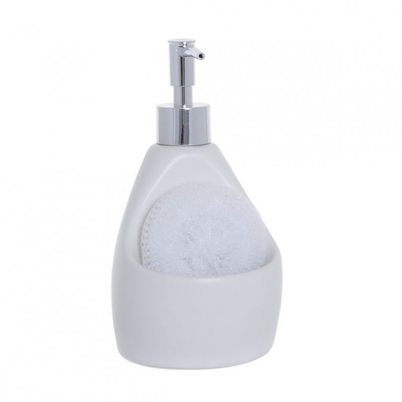 Dispensador Jabon con Estropajo Blanco