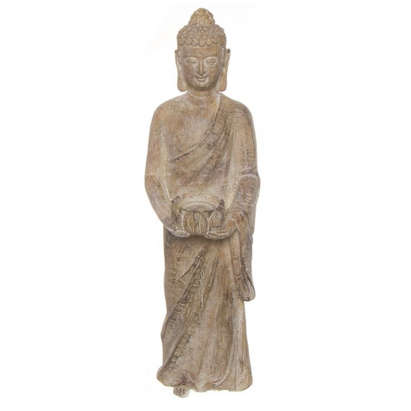 Figura Buda Portavela Piedra Resina 76 cm