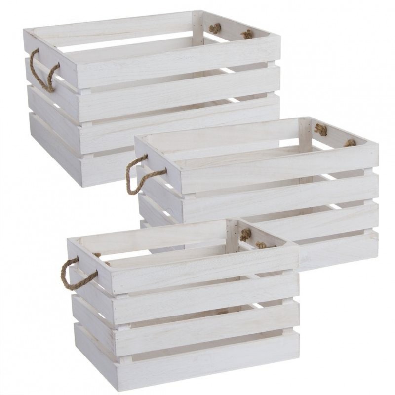 Juego 3 Cajas Madera Blanca