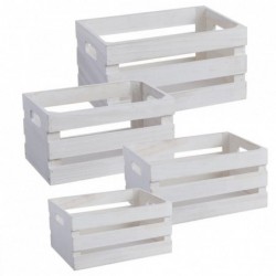 Juego 4 Cajas Madera Blanca