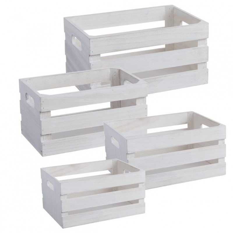 Juego 4 Cajas Madera Blanca