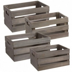 Juego 4 Cajas Madera Gris